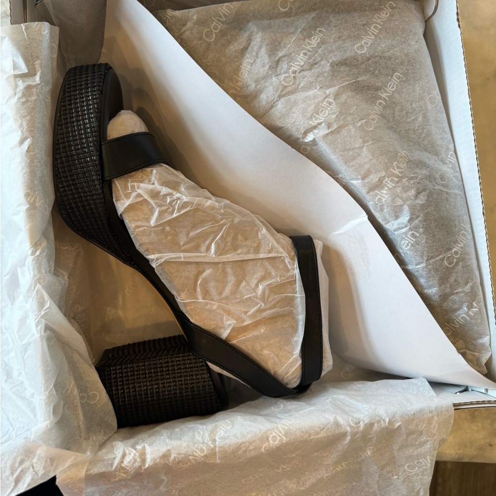 Calvin Klein strapped heels, size 7.5.